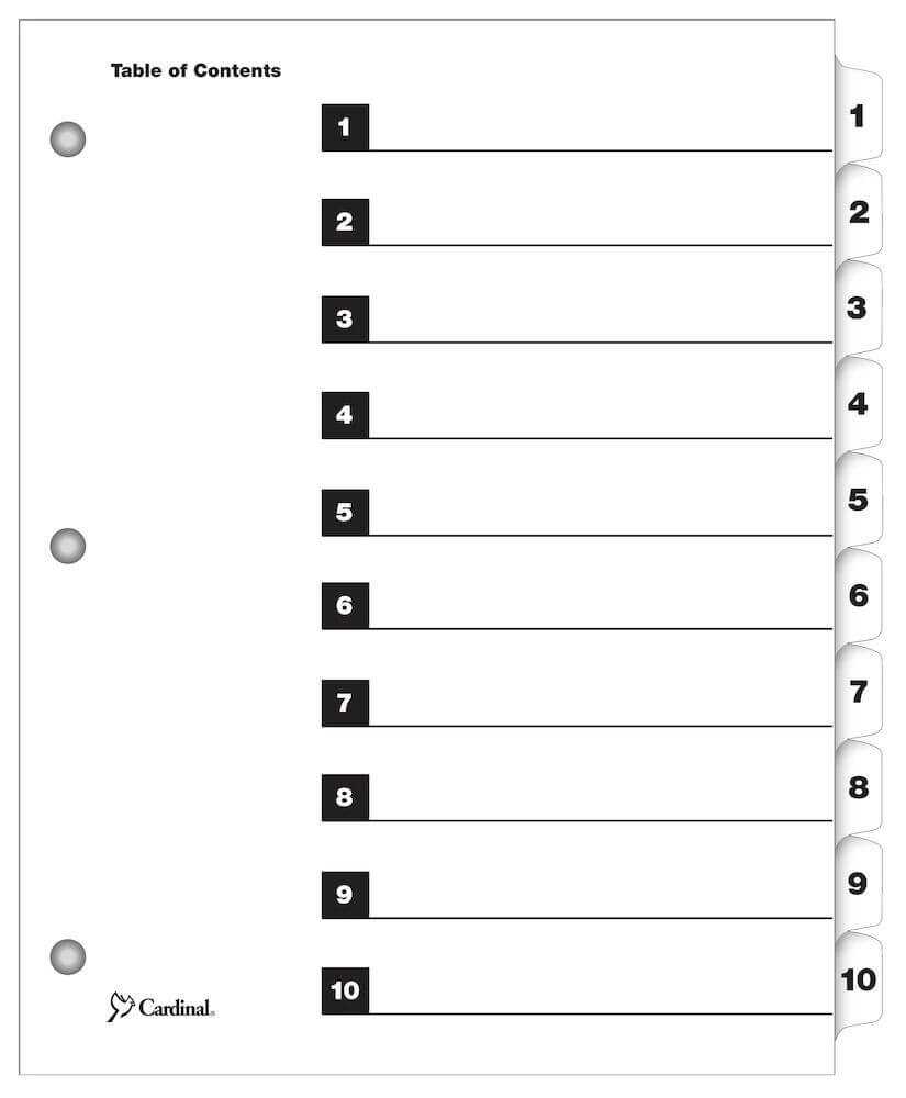 Quickstep® Onestep® Printable Table Of Contents Dividers 10 Tab, White,  24/pk Within Blank Table Of Contents Template