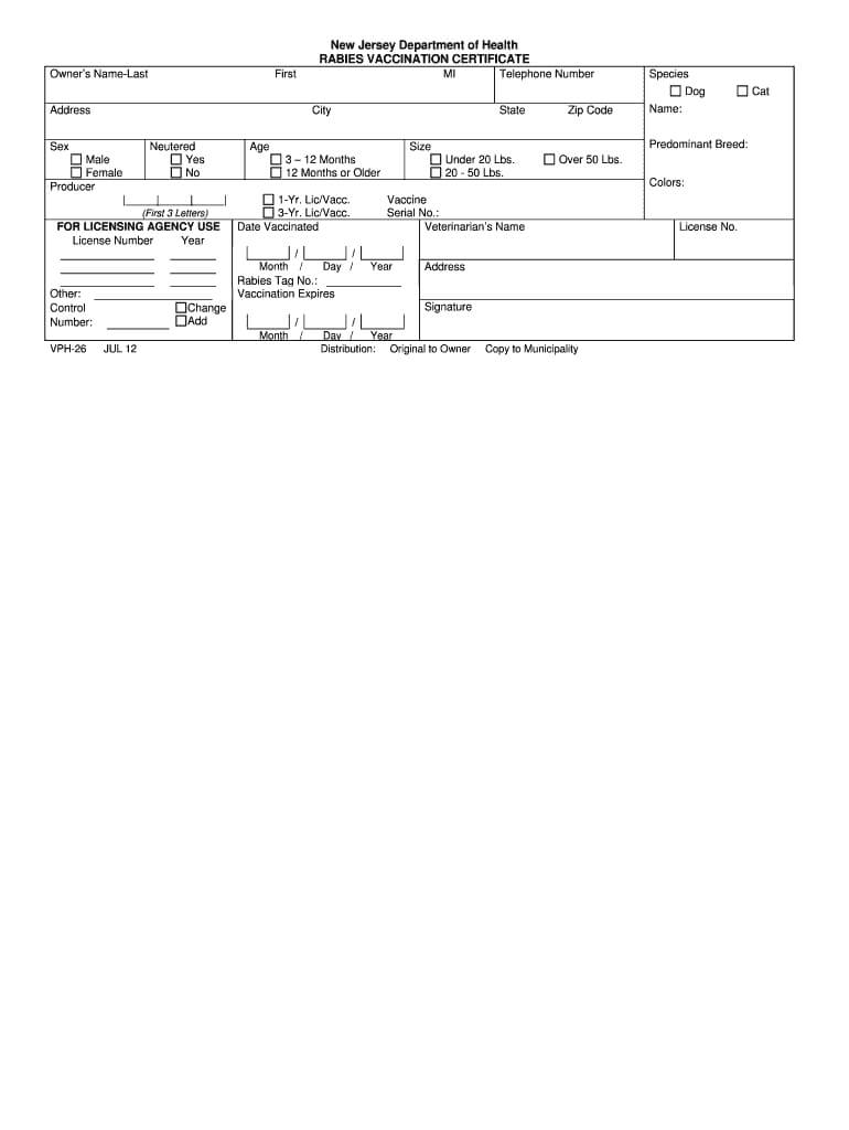 Rabies Vaccination Certificate Form – Fill Online, Printable Inside Rabies Vaccine Certificate Template