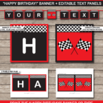 Race Car Party Banner Template – Red With Regard To Cars Birthday Banner Template