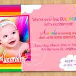 Rainbow First Birthday Invitation – Custom Printable. $10.00 Within First Birthday Invitation Card Template