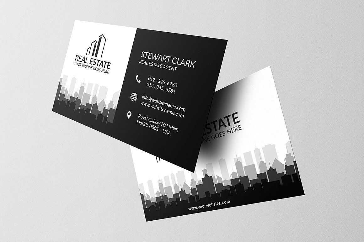 Real Estate Business Card Template #full#bleed#print#ready Intended For Real Estate Agent Business Card Template