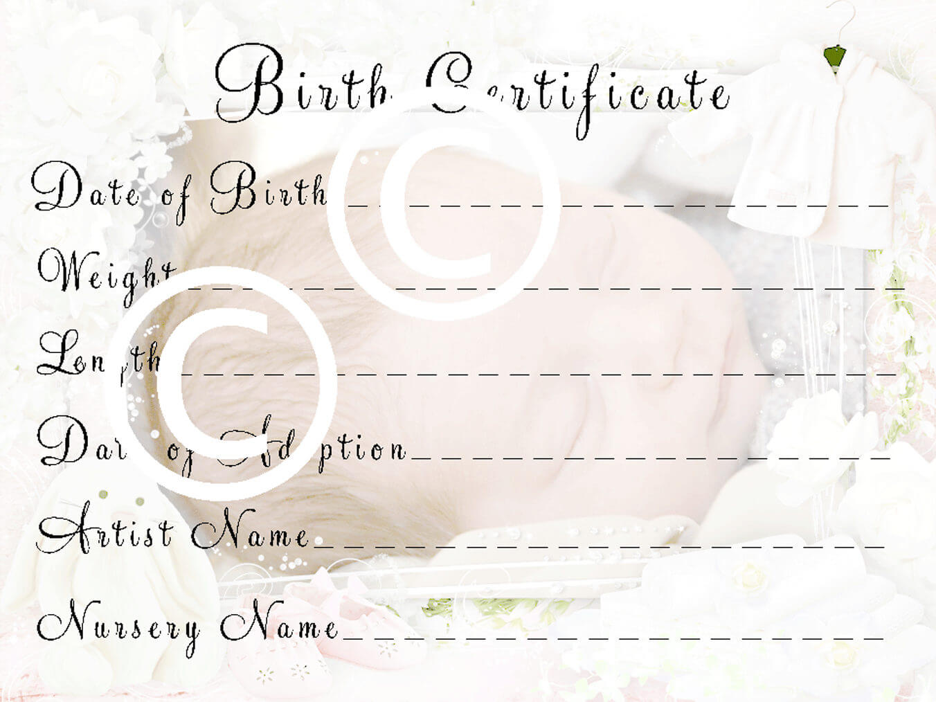 Reborn Baby Doll Birth Certificate Instant Download To Print Free Ship Inside Baby Doll Birth Certificate Template