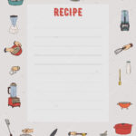 Recipe Card Cookbook Page Design Template Kitchen Utensils For Recipe Card Design Template