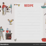 Recipe Card Cookbook Page Design Template People Preparing In Restaurant Recipe Card Template