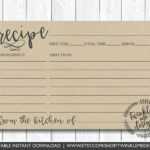 Recipe Card Printable, Printable Recipe Card, Diy Recipe Intended For 4X6 Photo Card Template Free