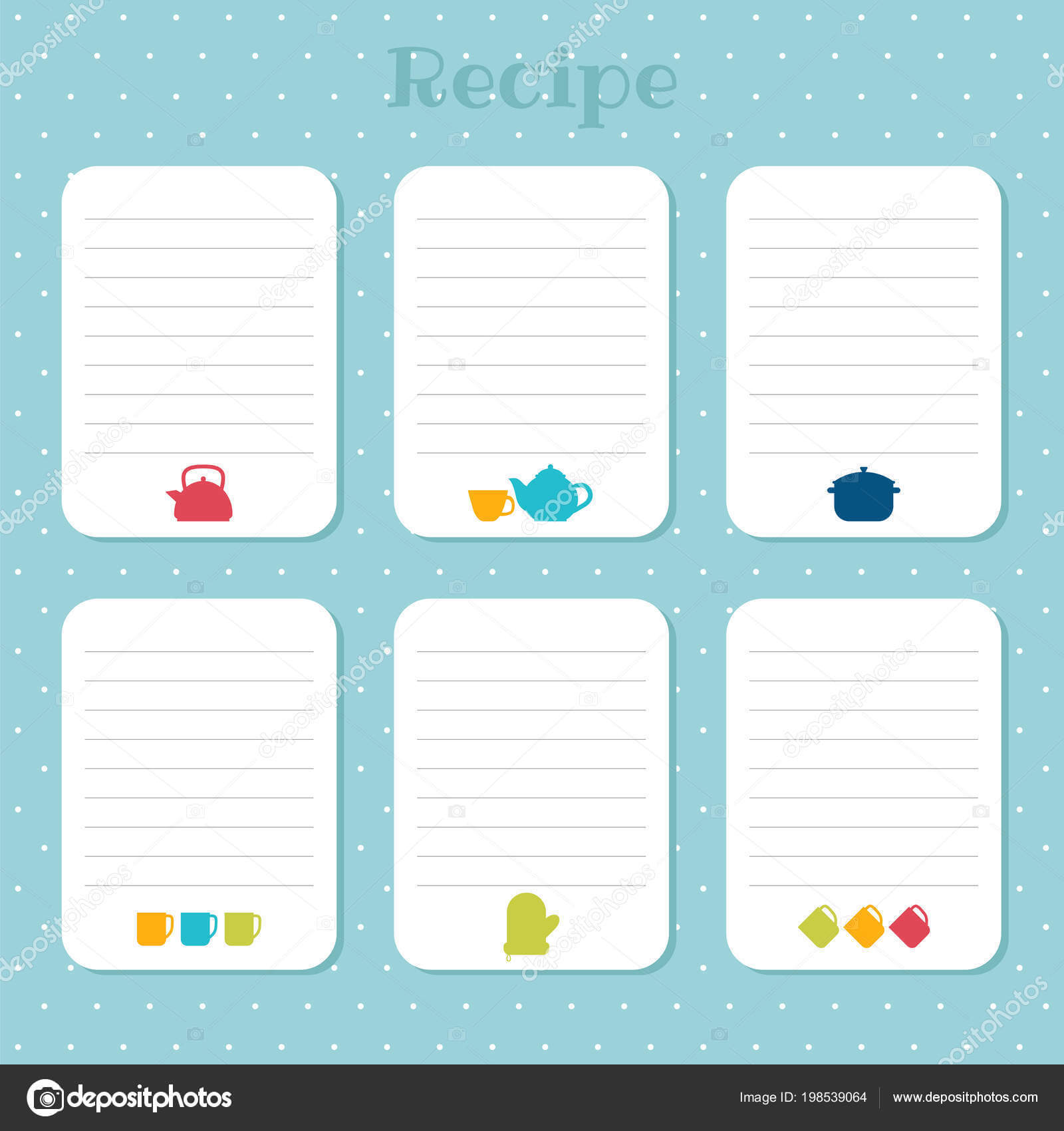 Recipe Cards Set Cooking Card Templates Restaurant Cafe For Restaurant Recipe Card Template