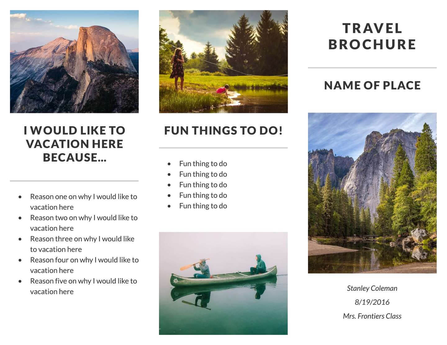 Recreation Travel Brochure Template | Lucidpress Pertaining To Travel Brochure Template For Students