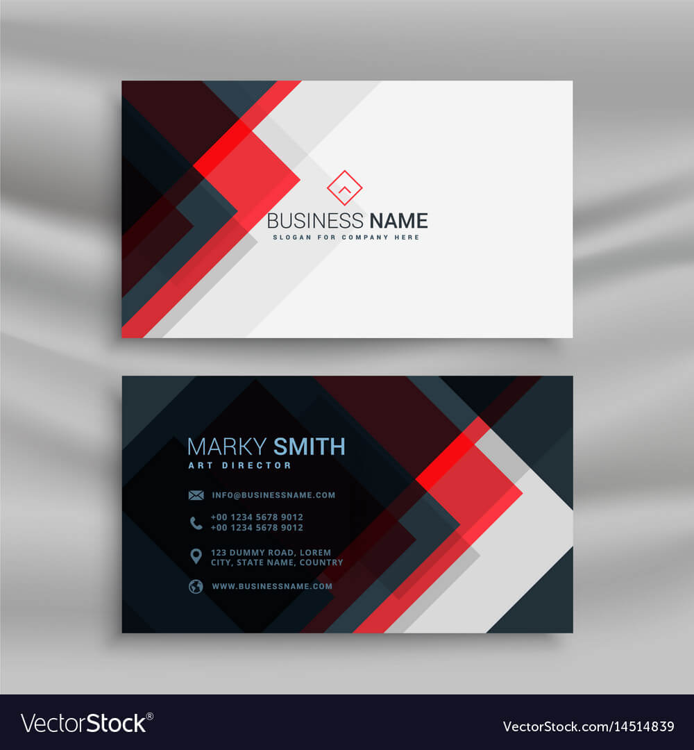 Red And Black Creative Business Card Template Vector Image With Regard To Web Design Business Cards Templates