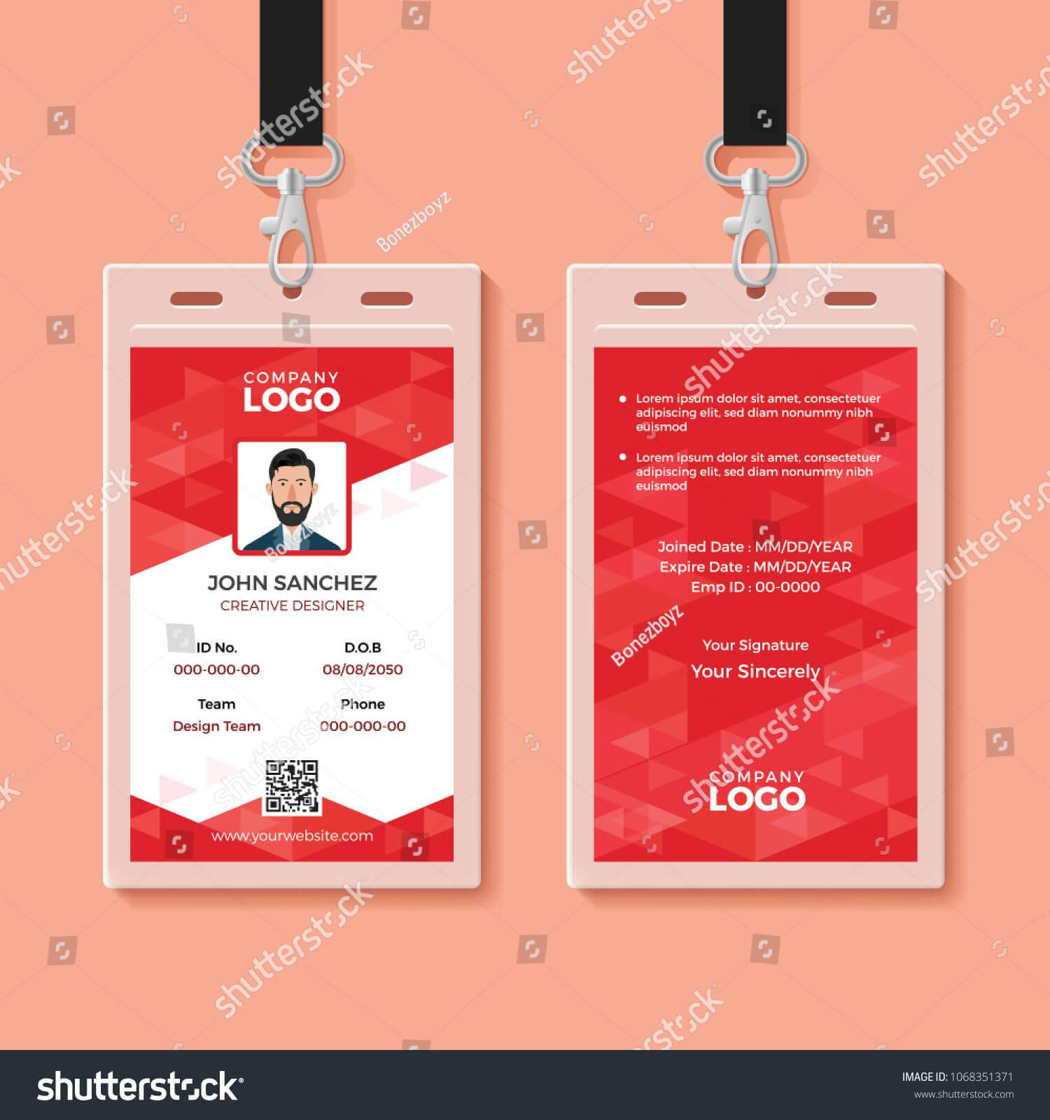 Red Corporate Id Card Design Template | Victorias Pertaining To Company Id Card Design Template