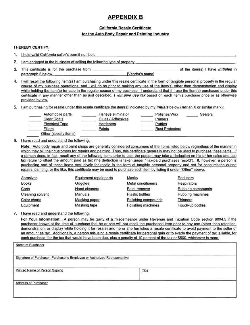 Regulation 1668 Inside Resale Certificate Request Letter Template