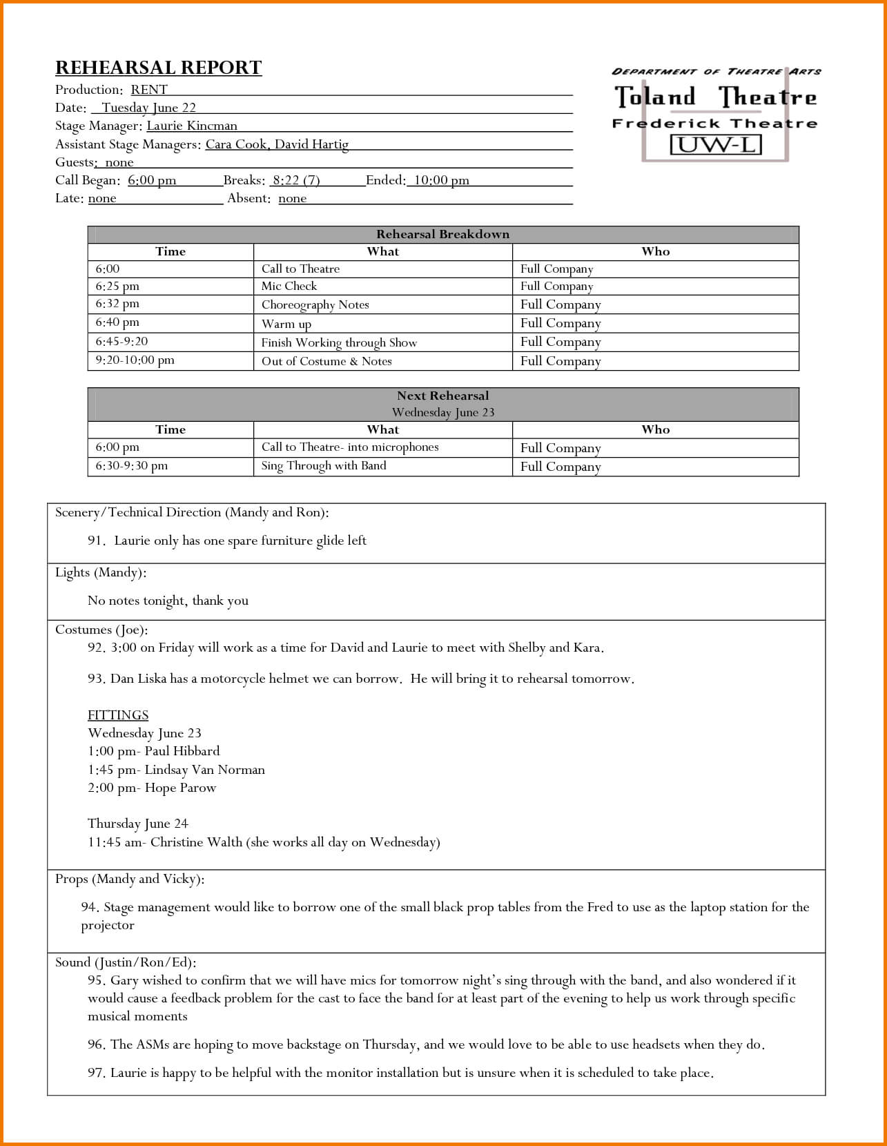 Rehearsal Report Template Editable Digital Expense | Stage In Rehearsal Report Template