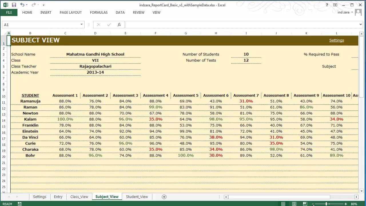 Report Card (Basic) – Excel Template In Result Card Template