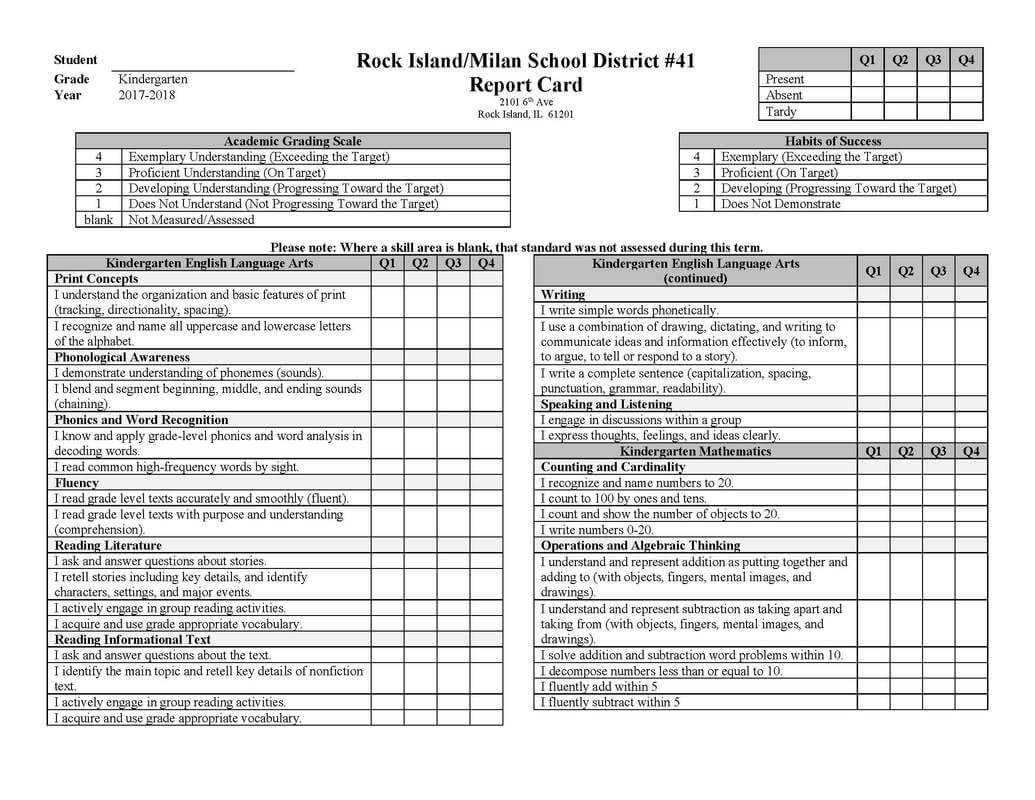 Report Card Examples – Illinois Standards Based Reporting With Regard To Soccer Report Card Template