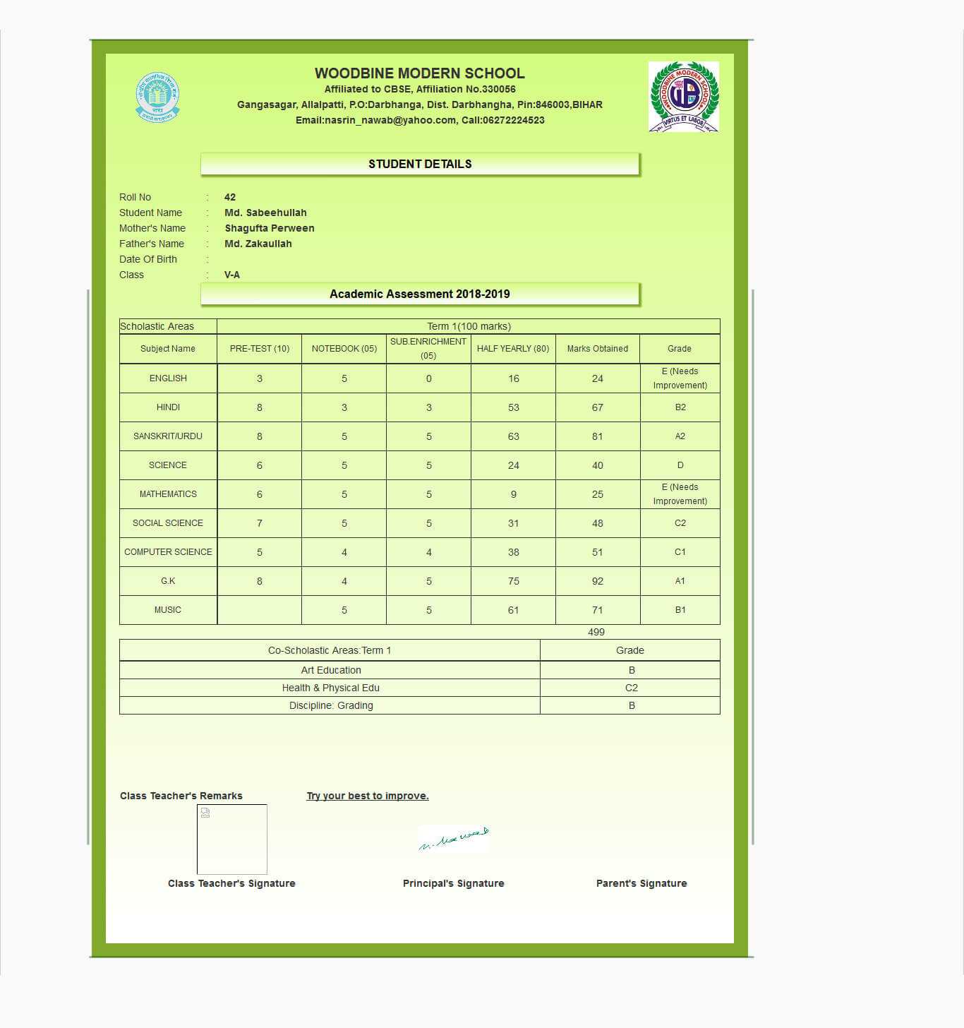 Report Card Generator Software, Student Report Card Inside Result Card Template