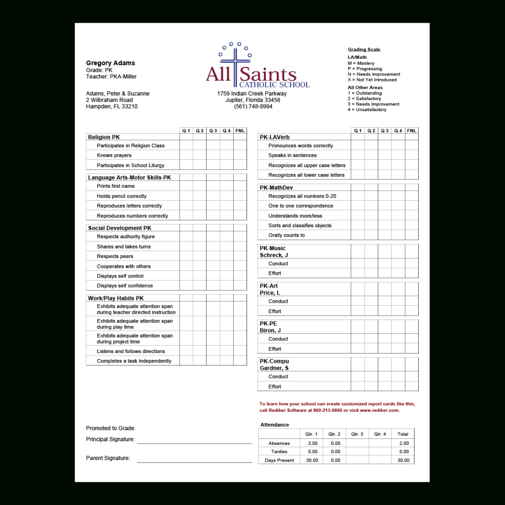 High School Report Card Template