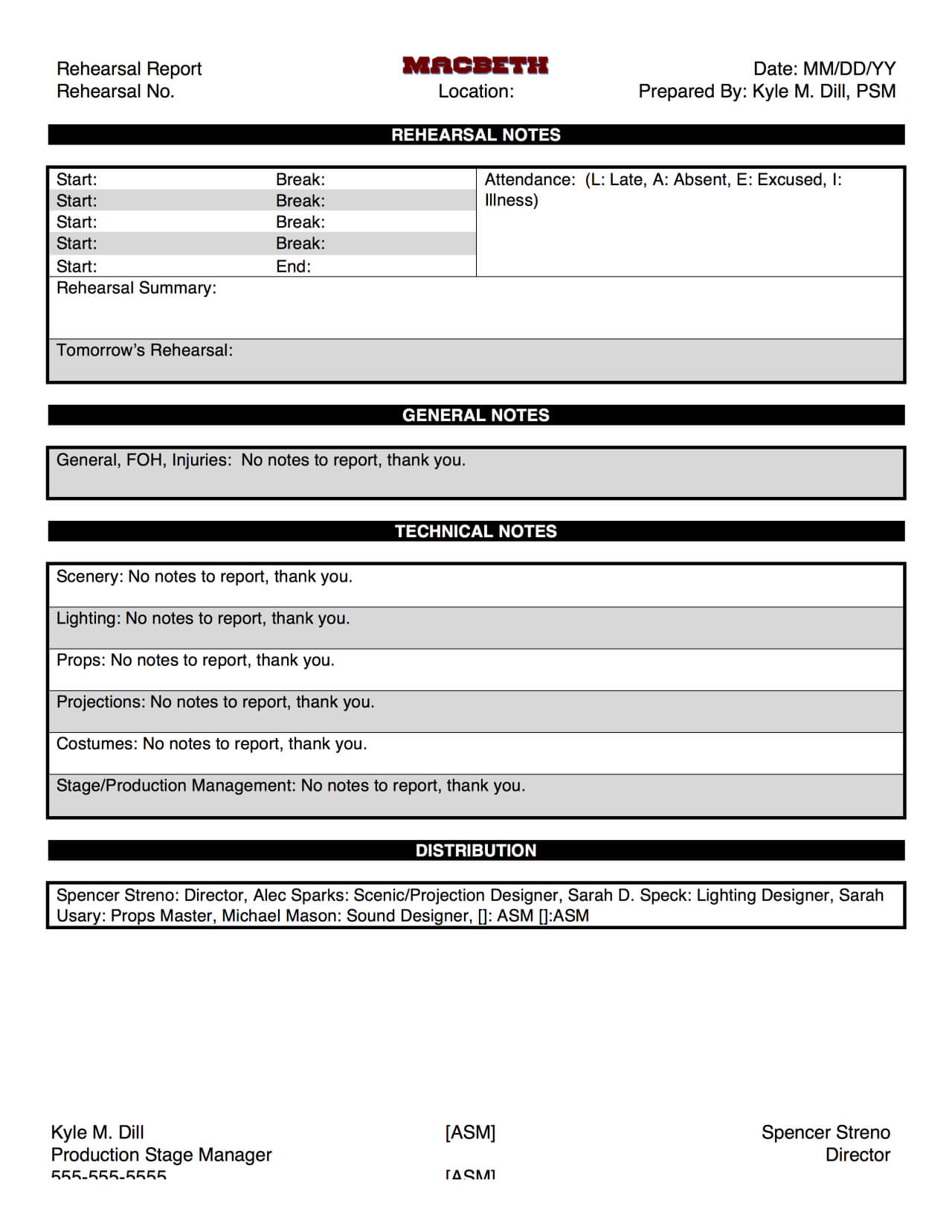 Report Macbethsu Production Blog E2 80 94 Heres The Template Pertaining To Rehearsal Report Template