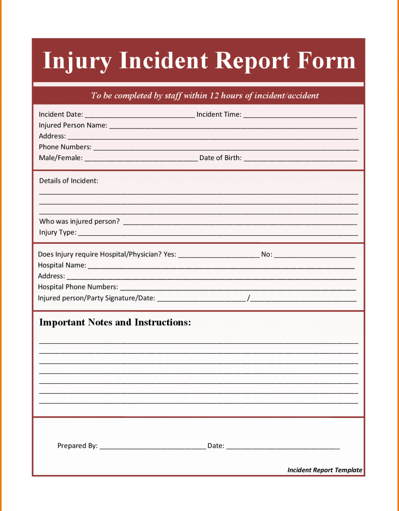 Report On The Fire Accident Incident Form Templates Healthd Inside School Incident Report Template