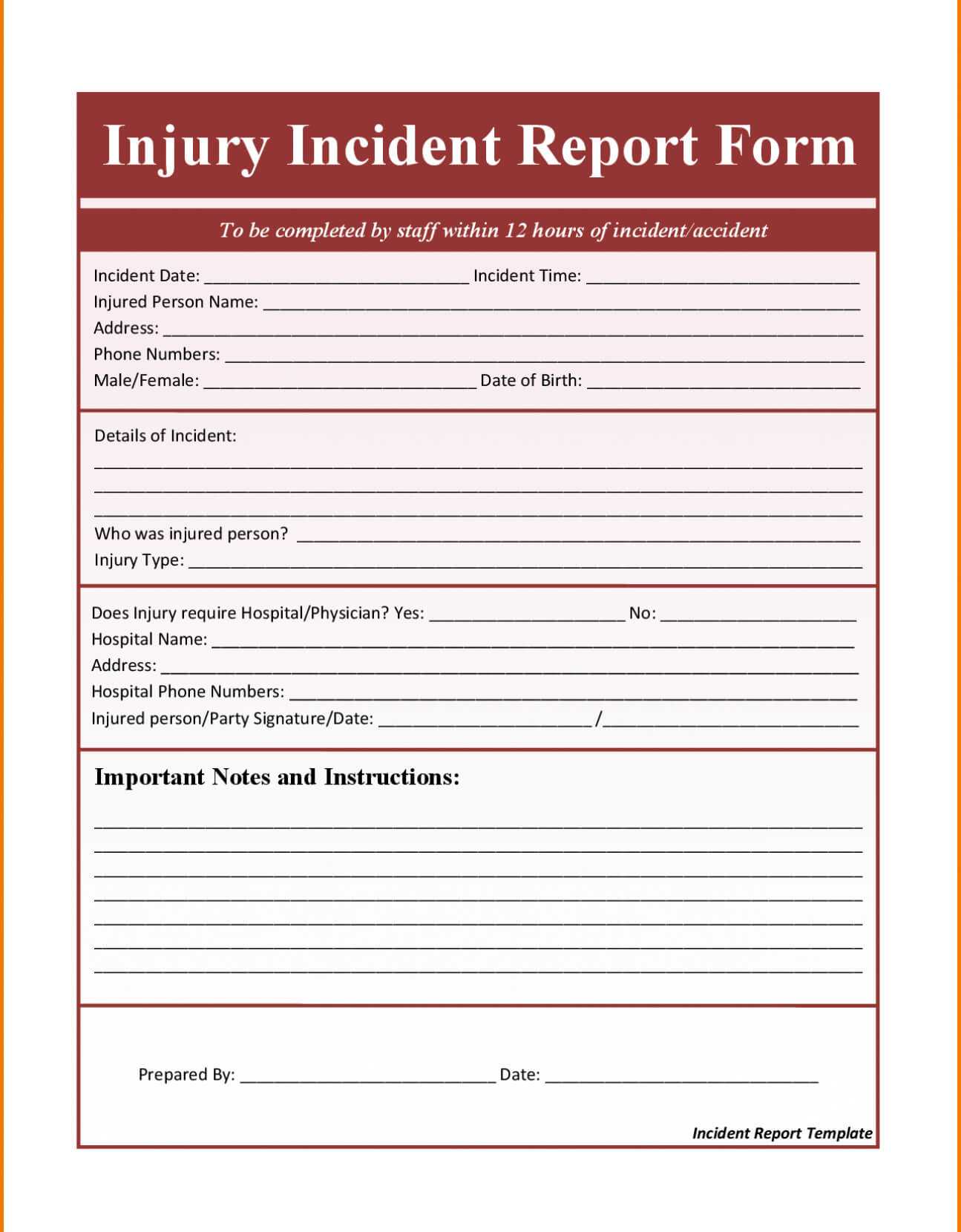 Report On The Fire Accident Incident Form Templates Healthd Inside School Incident Report Template