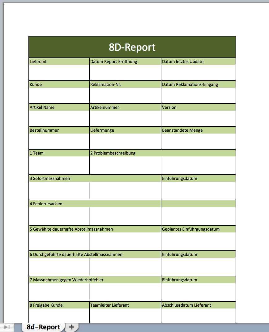 Report Te Pdf Free Download Ppt Xls Excel Problem Solving 8D In 8D Report Template Xls