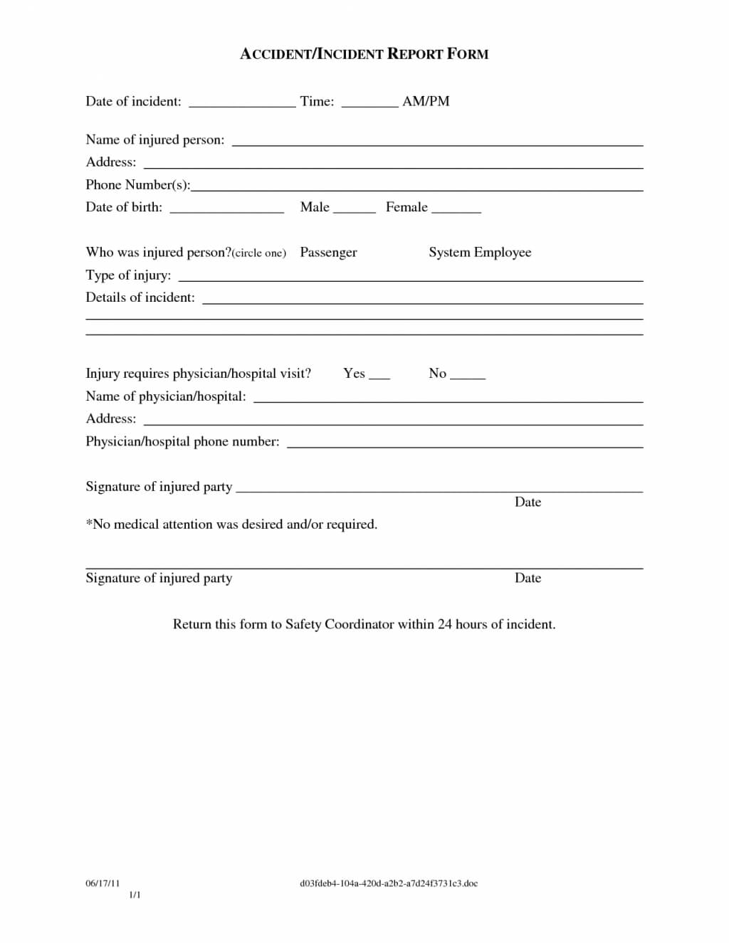 Report Workers Compensation First Of Injury Form Serious Within Serious Incident Report Template