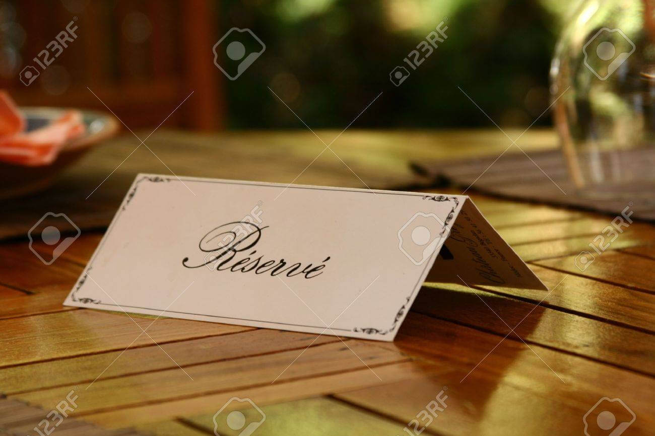 Reservation Card On A Table Throughout Table Reservation Card Template