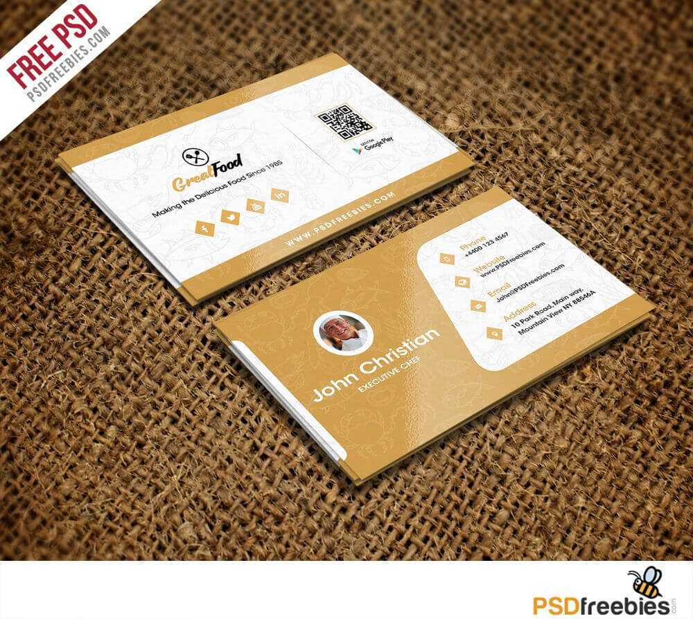 Restaurant Chef Business Card Template Free Psd | Psd Print For Restaurant Business Cards Templates Free