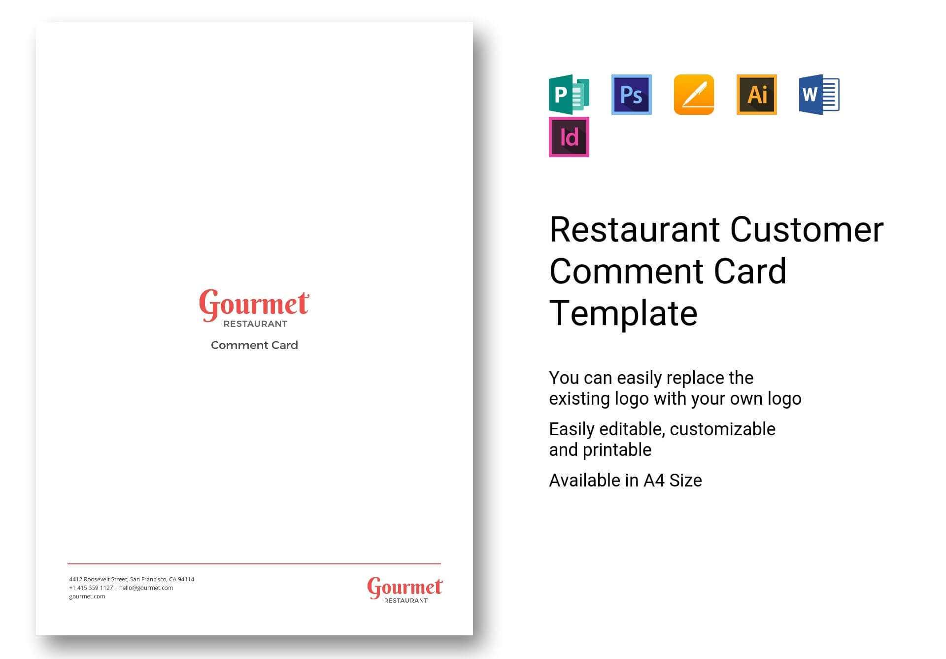 Restaurant Customer Comment Card Template In Psd, Word For Restaurant Comment Card Template