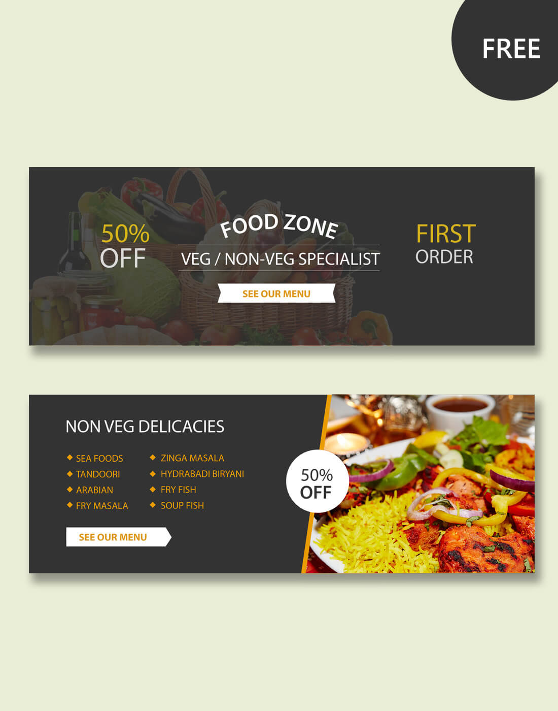Restaurant Psd Banner Templates With Food Banner Template