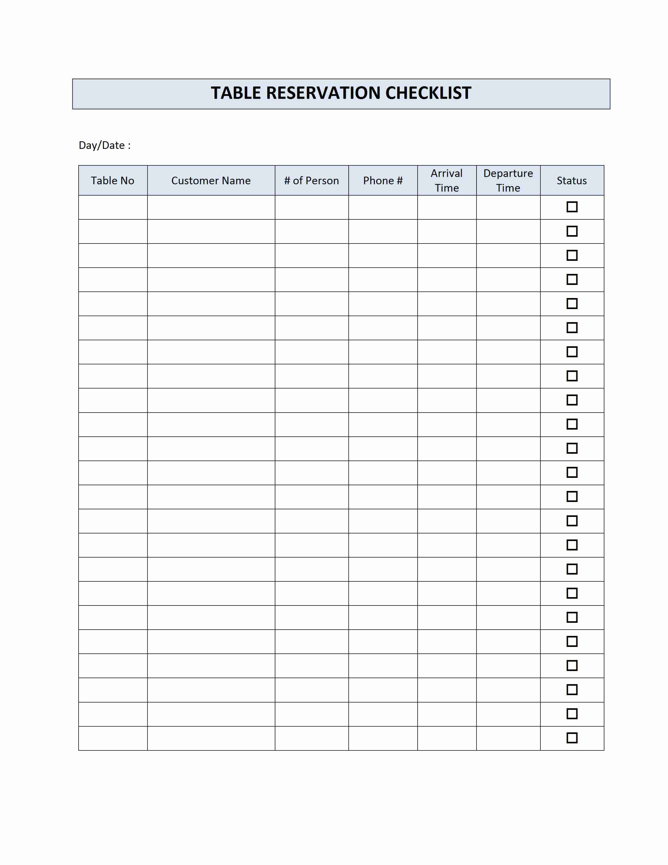 Restaurant Reservation For Table Reservation Card Template