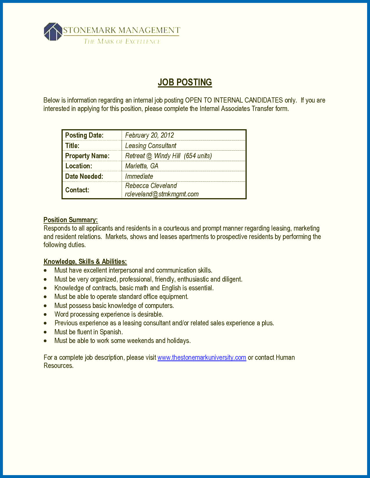 Resume Job Transfer Internal Posting Cover Letter Interest Pertaining To Internal Job Posting Template Word
