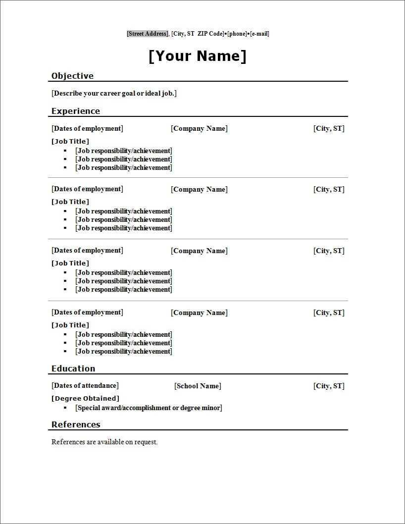 Resume Template Word Simple Templates Fashion Microsoft Inside Simple Resume Template Microsoft Word