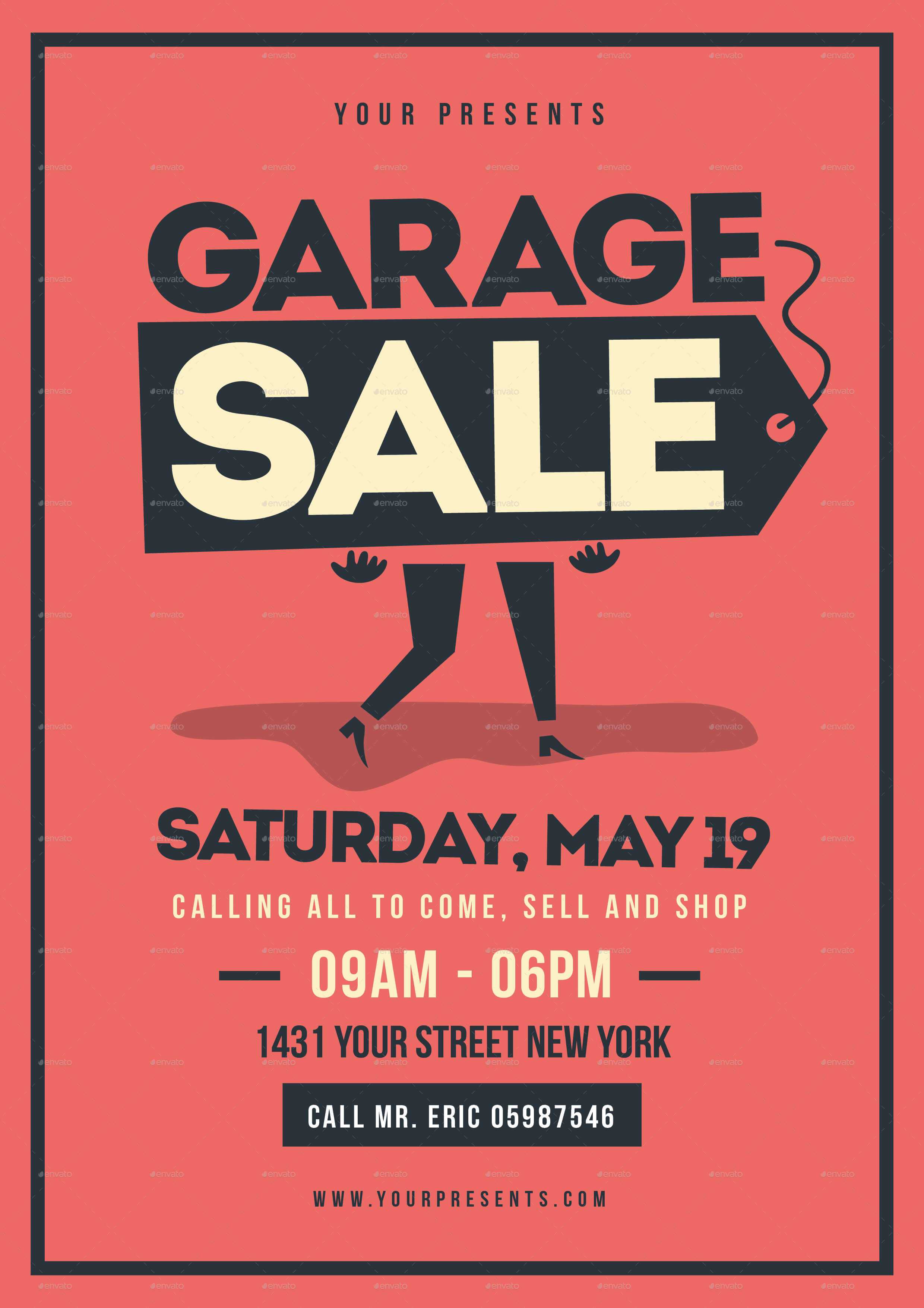 Retro Garage Sale Flyer In Yard Sale Flyer Template Word