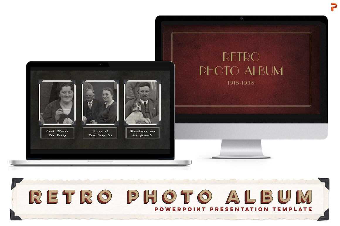 Retro Photo Album Ppt Template Pertaining To Powerpoint Photo Album Template