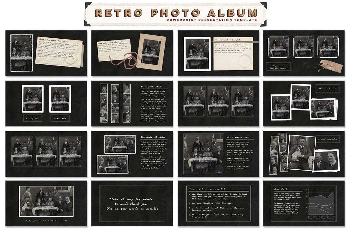 Retro Photo Album Ppt Templateblixa 6 Studios On Inside Powerpoint Photo Album Template