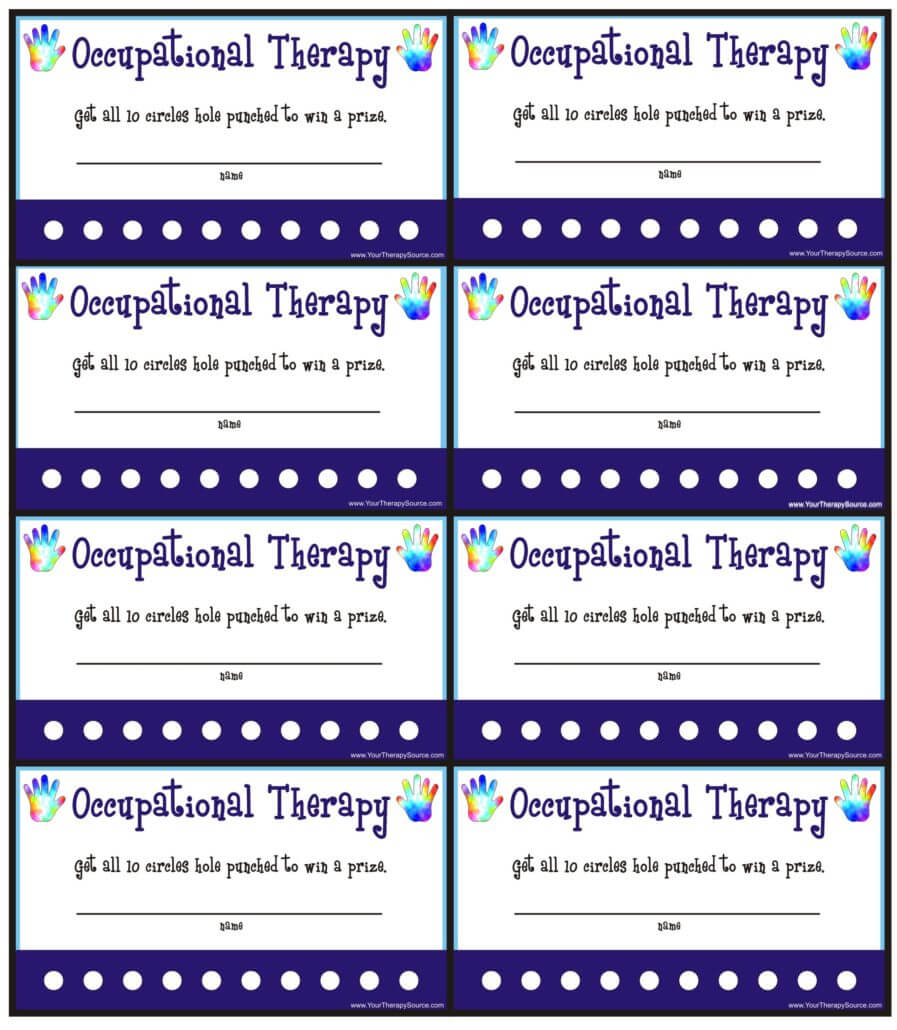 Reward Punch Cards For Ot/pt - Your Therapy Source For Reward Punch Card Template