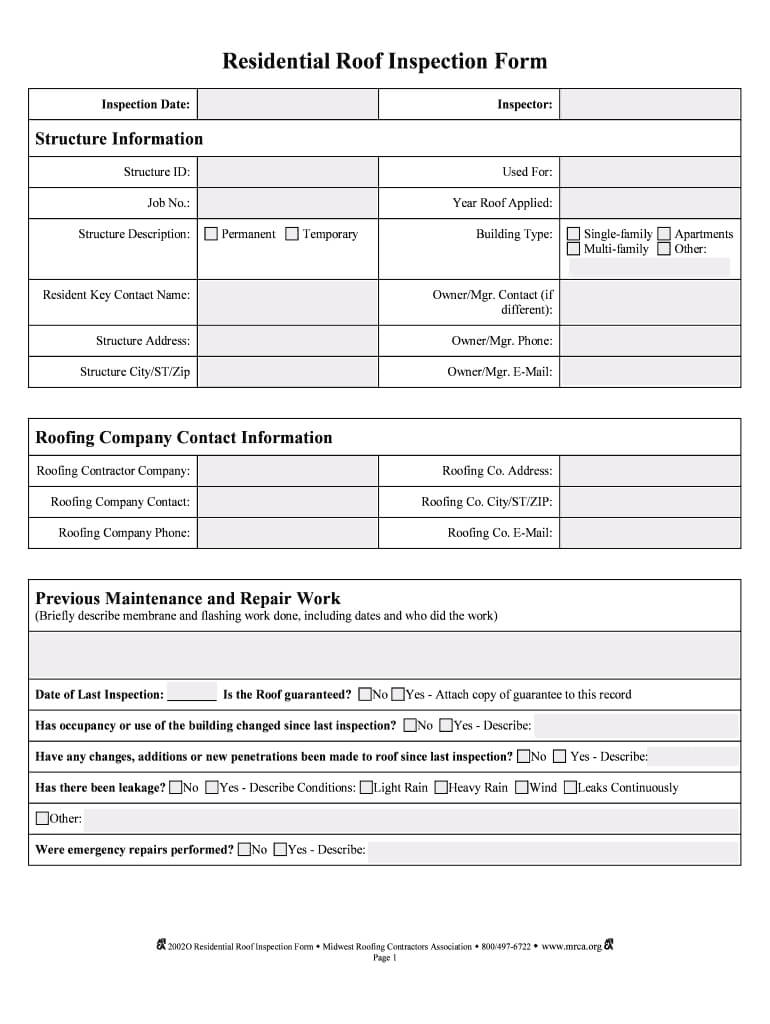 Roof Inspection Form - Fill Online, Printable, Fillable for Roof Inspection Report Template