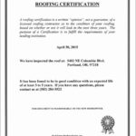 Roofing Certificate Of Completion Template Lovely Roof With Regard To Roof Certification Template