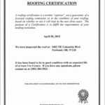 Roofing Certificate Of Completion Template Lovely Roof With Regard To Roof Certification Template