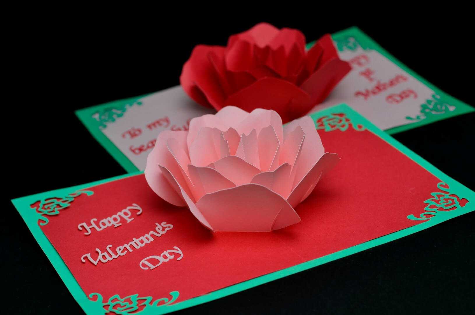 Rose Flower Pop Up Card Template Regarding Templates For Pop Up Cards Free