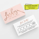 Rose Gold Pink Lash Loyalty Card Design 500 Printed Business Cards  Personalized Calling Card Template Custom Lashes Card Marketing Branding In Loyalty Card Design Template