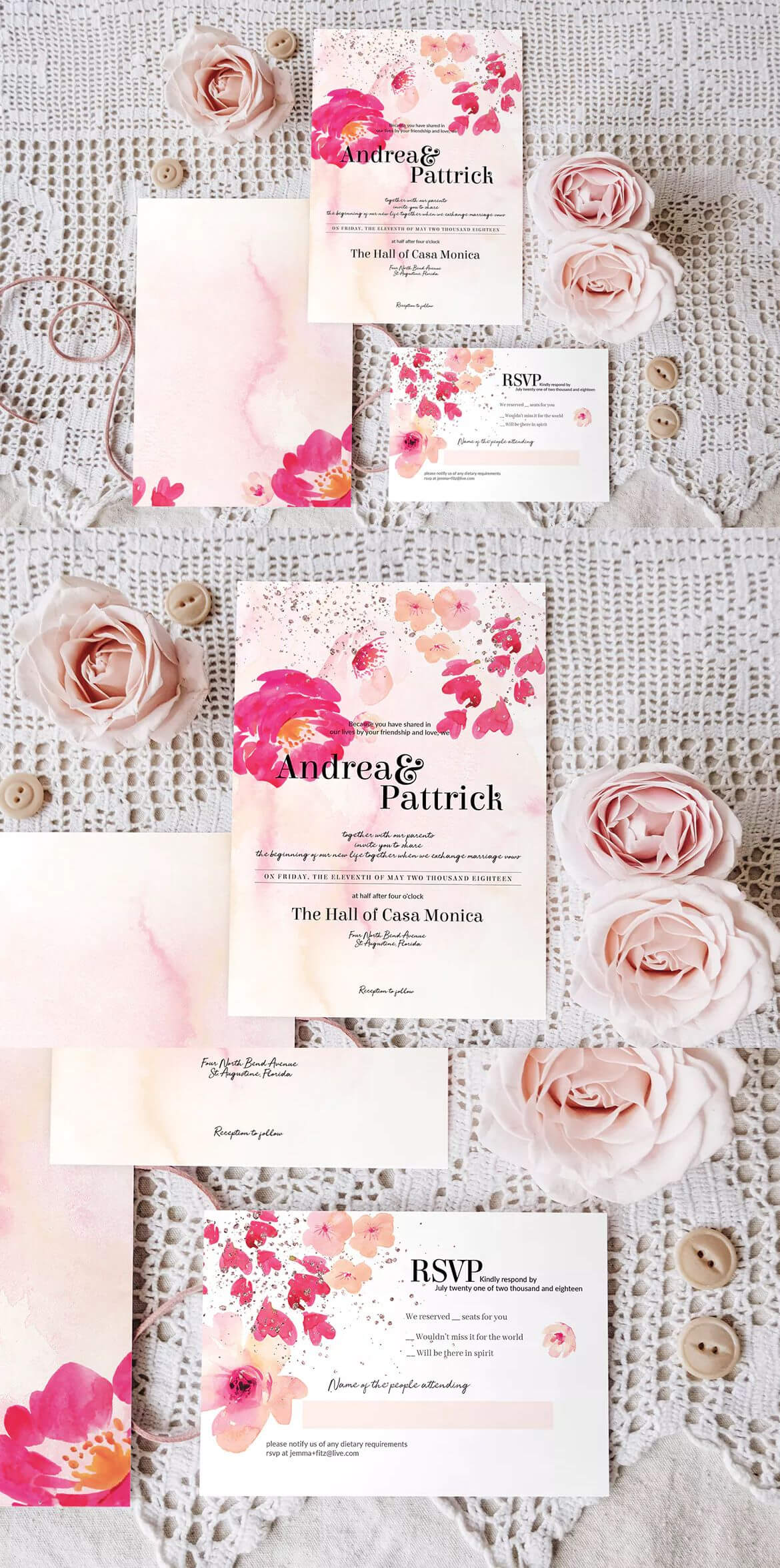 Rose Wedding Invitation Template Suite Psd – 1 Invitation With Regard To Wedding Card Size Template
