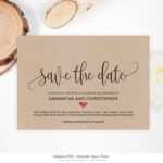 Rustic Save The Date Template, Kraft Save The Date Heart, Wedding Save The  Date Printable, Rustic Wedding Editable Instant Download Sd19 With Save The Date Powerpoint Template