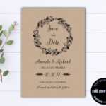 Rustic Save The Date Wedding Template – Diy Save The Date Card – Kraft  Paper Save The Date Invite – Printable Save Date – Save Our Date Inside Save The Date Cards Templates