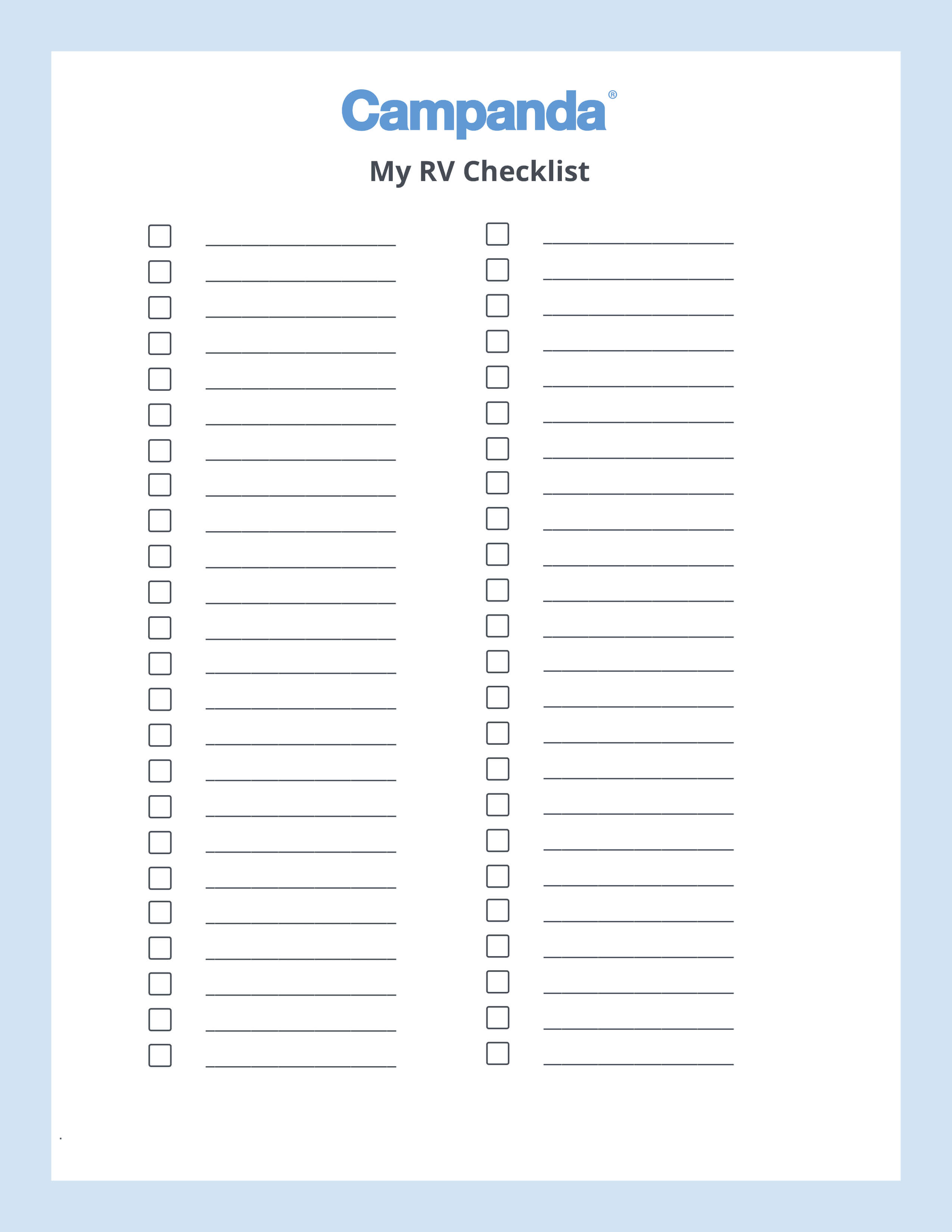 Rv Checklists: 6 Printable Packing Lists | Campanda With Blank Packing List Template