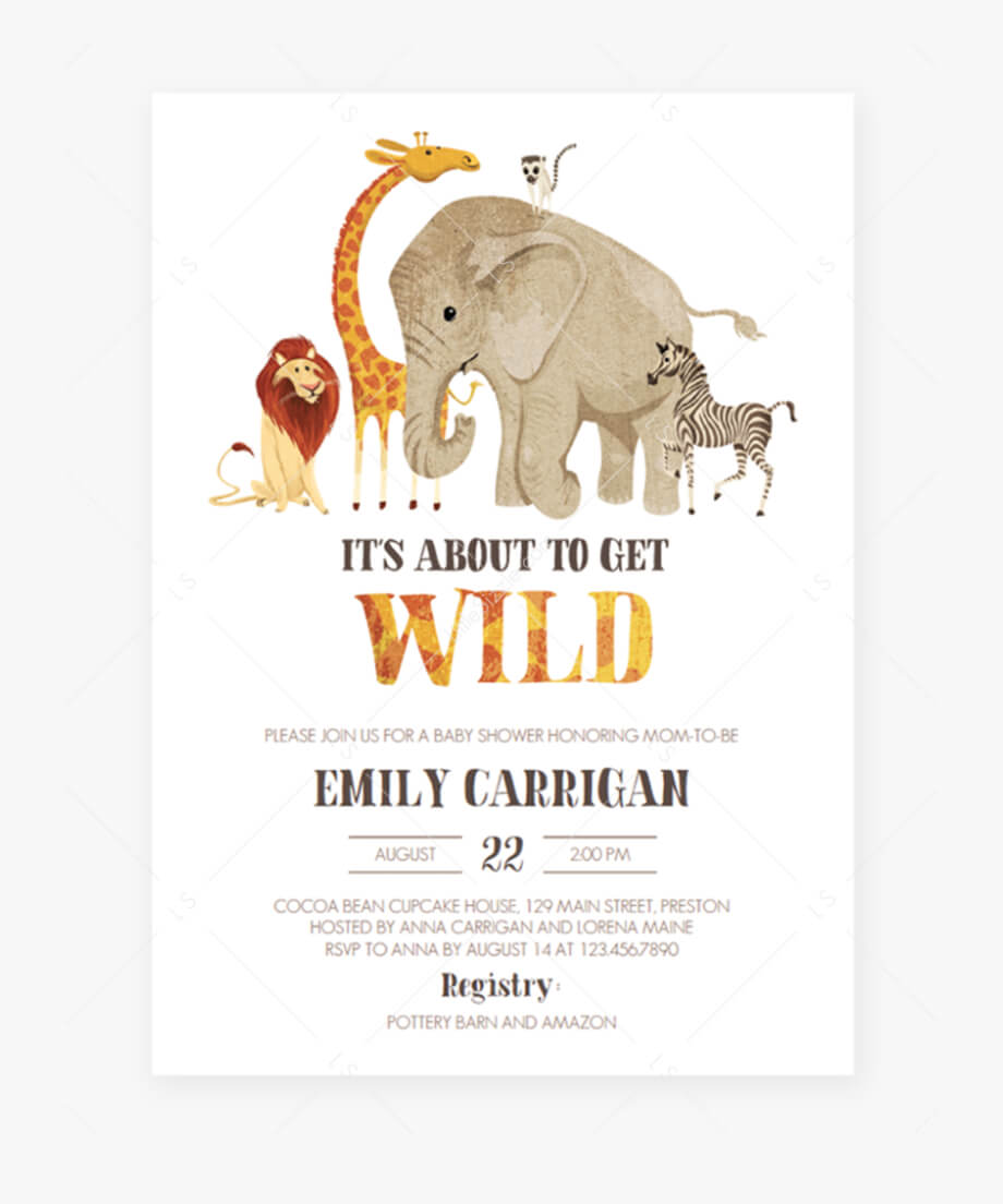 Safari Baby Shower Invitation Template Download  Indian With Blank Elephant Template