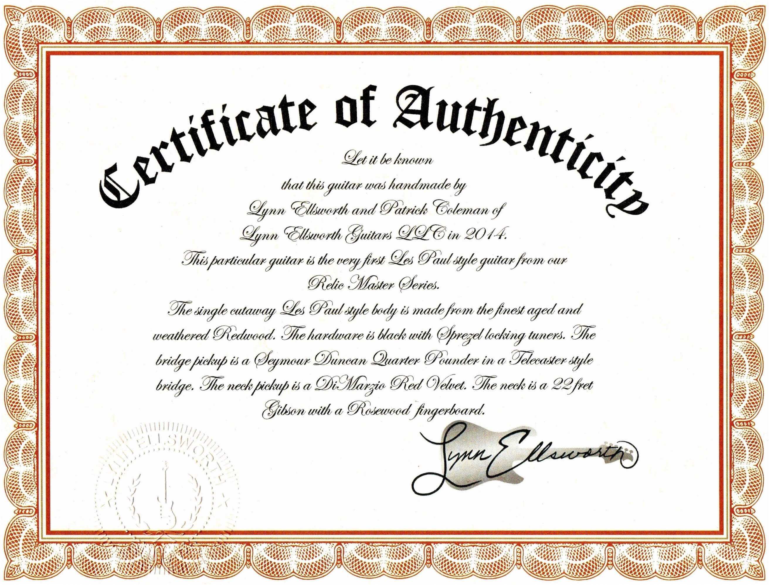 Sample Certificate Of Authenticity Photography Best Of For Certificate Of Authenticity Photography Template