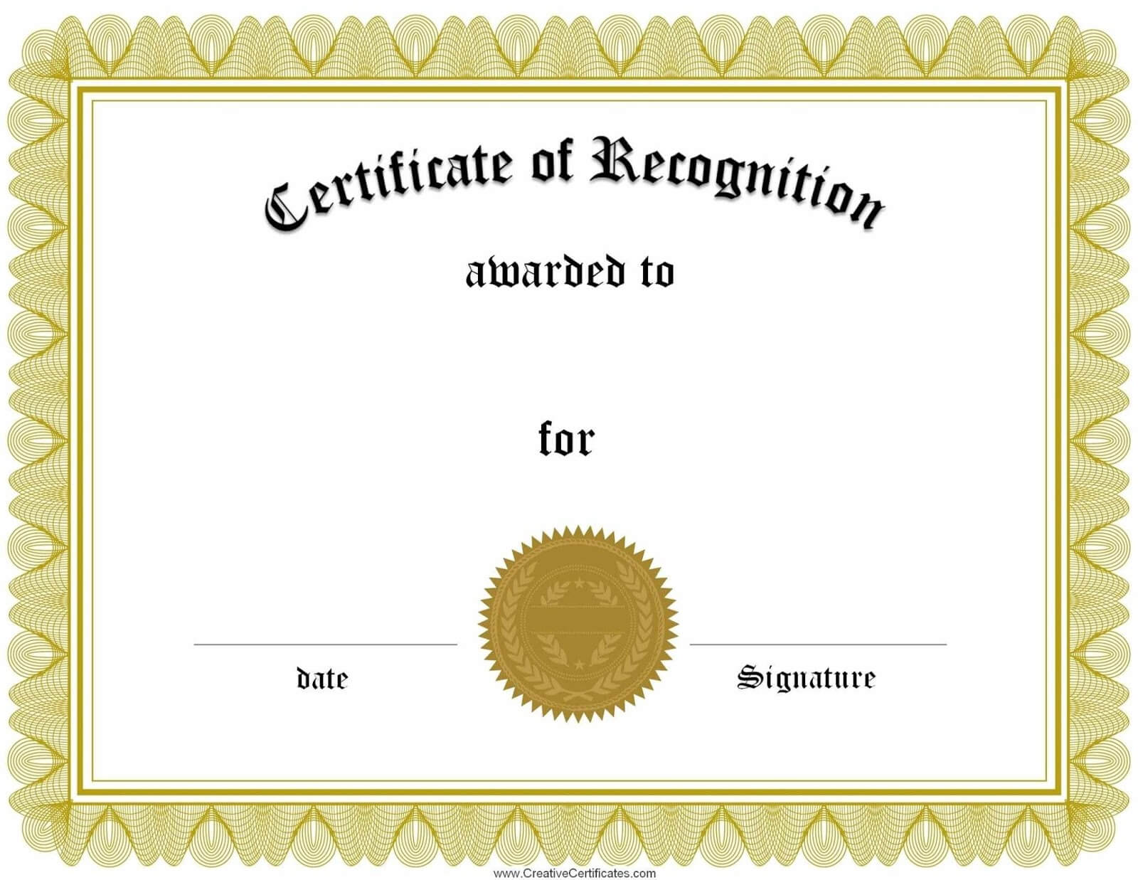 Sample Certificate Of Recognition Templates | Sample Certificate Within Sample Certificate Of Recognition Template