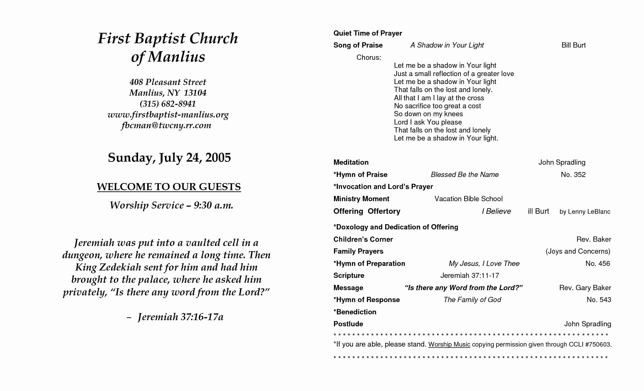 Sample Church Program Template | Template Modern Design Pertaining To Church Program Templates Word