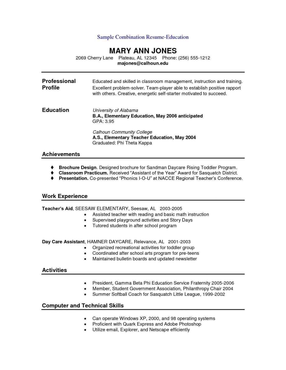 Sample Combination Resume Templates Free Combinationhybrid Pertaining To Combination Resume Template Word