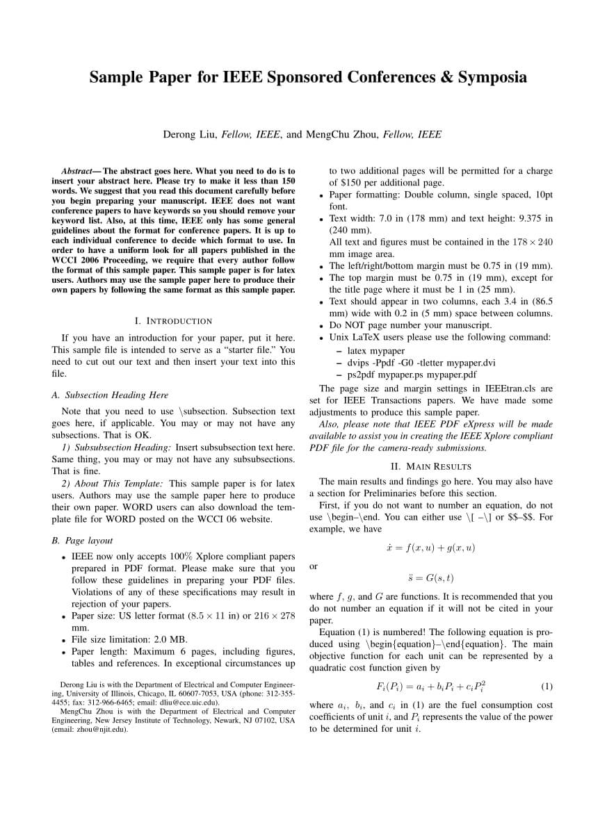 Sample Ieee Paper Format – Floss Papers Regarding Template For Ieee Paper Format In Word